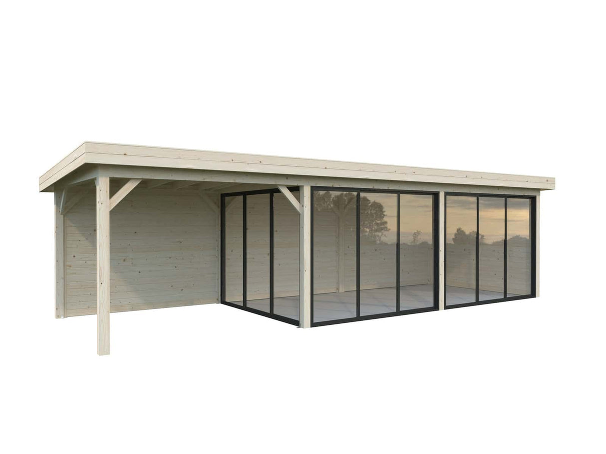 Lenna 24.9m2 Set 417/717 (8.76x3m) Lamekatuse ja kolme lükanduksega suur paviljon varikatusega
