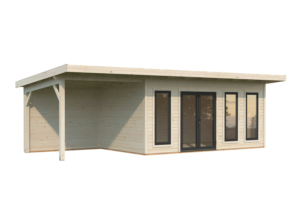 Aurelia 15,2 + 7,9 m² (8,3x3 m | 44 mm) Ruumikas modernne aiamaja katusealusega
