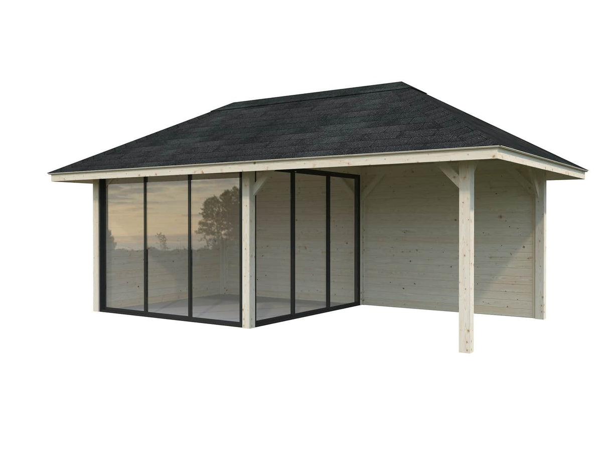 Bianca 16.6m2 Set 205/505 (5.88x3m) Kahe lükandukse ja varikatusega paviljon