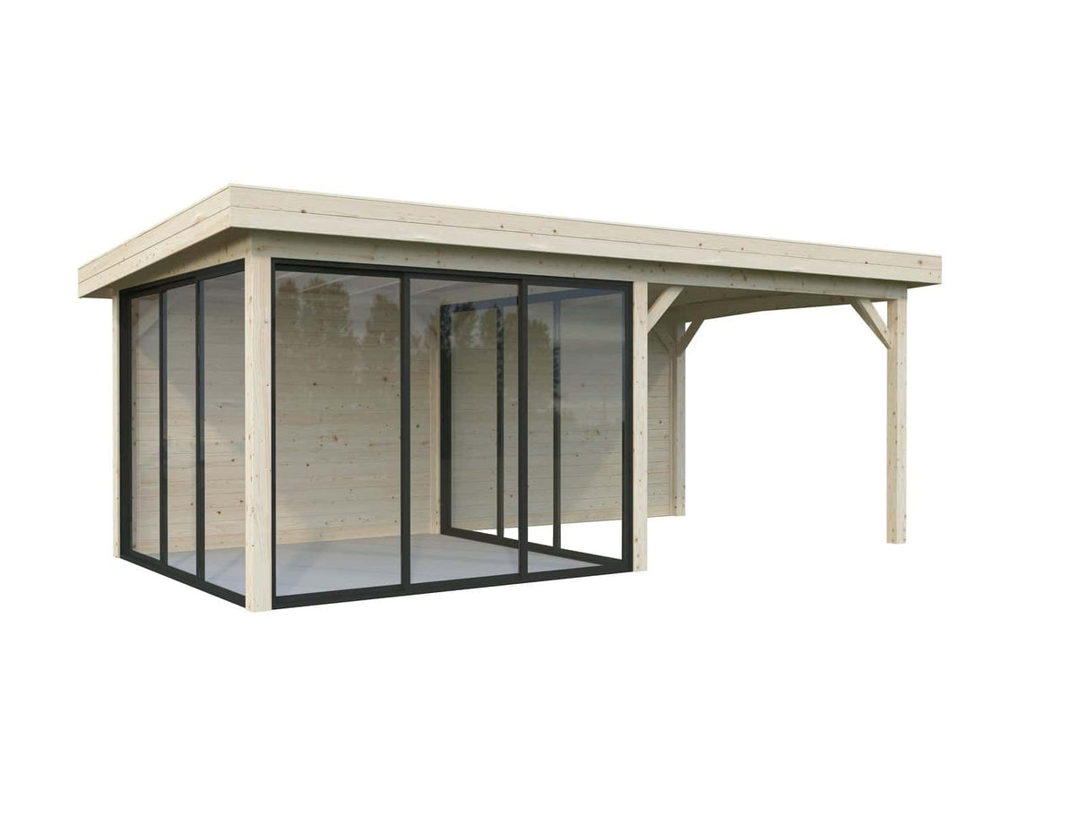 Lenna 16.6m2 Set 406/706 (5.88x3m) Kolme lükandukse ja varikatusega paviljon