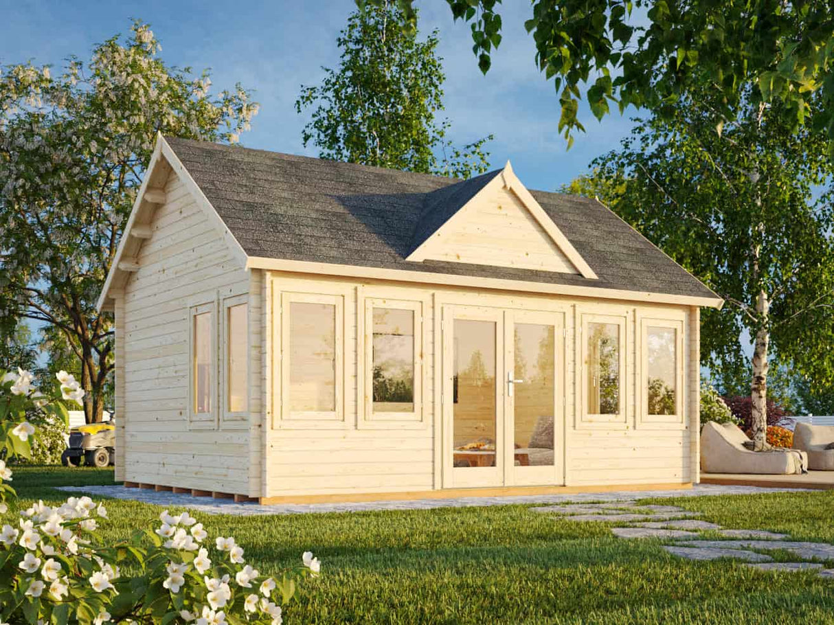 Claudia 19.4m2 (5.5x4m | 44mm) Kellakastiga freespruss-aiamaja