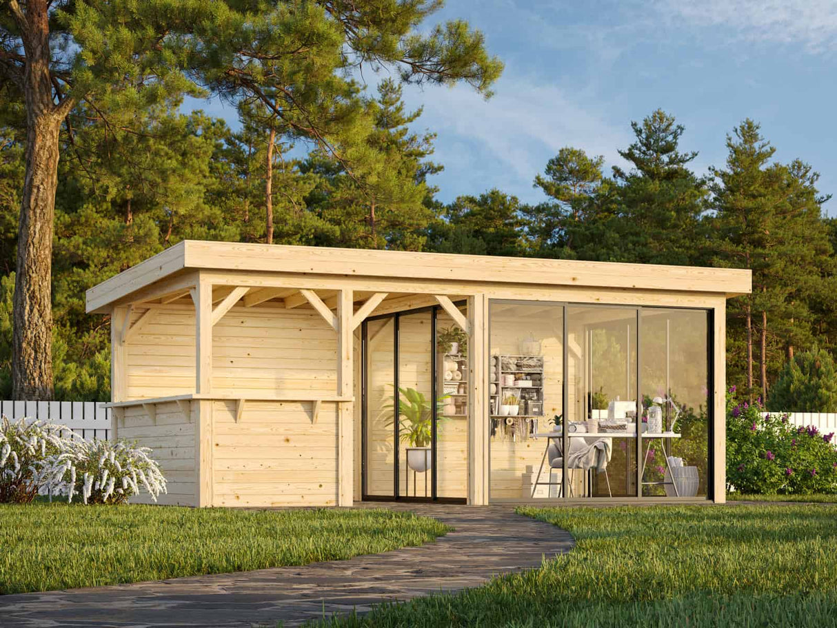 Lenna 16.6 Set 408/708 (5.88x3m) Kolme lükandukse ja väliköögiga paviljon