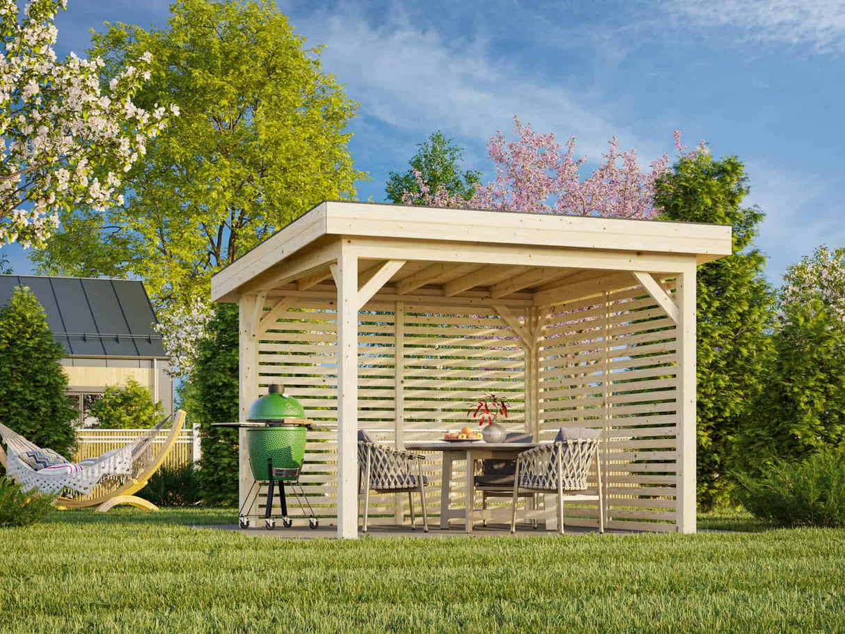 Lenna 8.3m2 Set 302 (3x3m) Lamekatuse ja võreseintega ruudukujuline paviljon