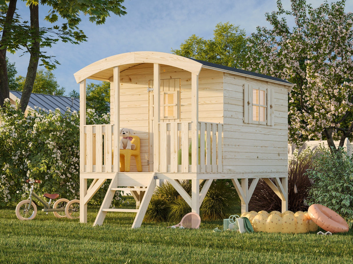 Huck 3.3m2 (1.8x2.03m | 16mm) Valmis seinaelementidest jalgadel mängumaja