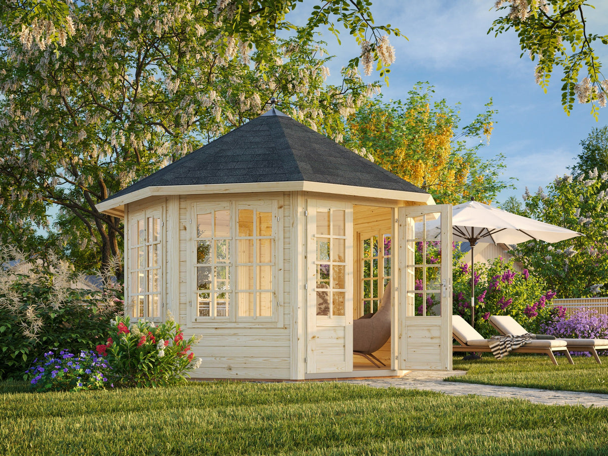 Veronica 7 9.2m2 (3.37x3.37m | 34mm) Valmis seinaelementidest seitsme aknaga paviljon