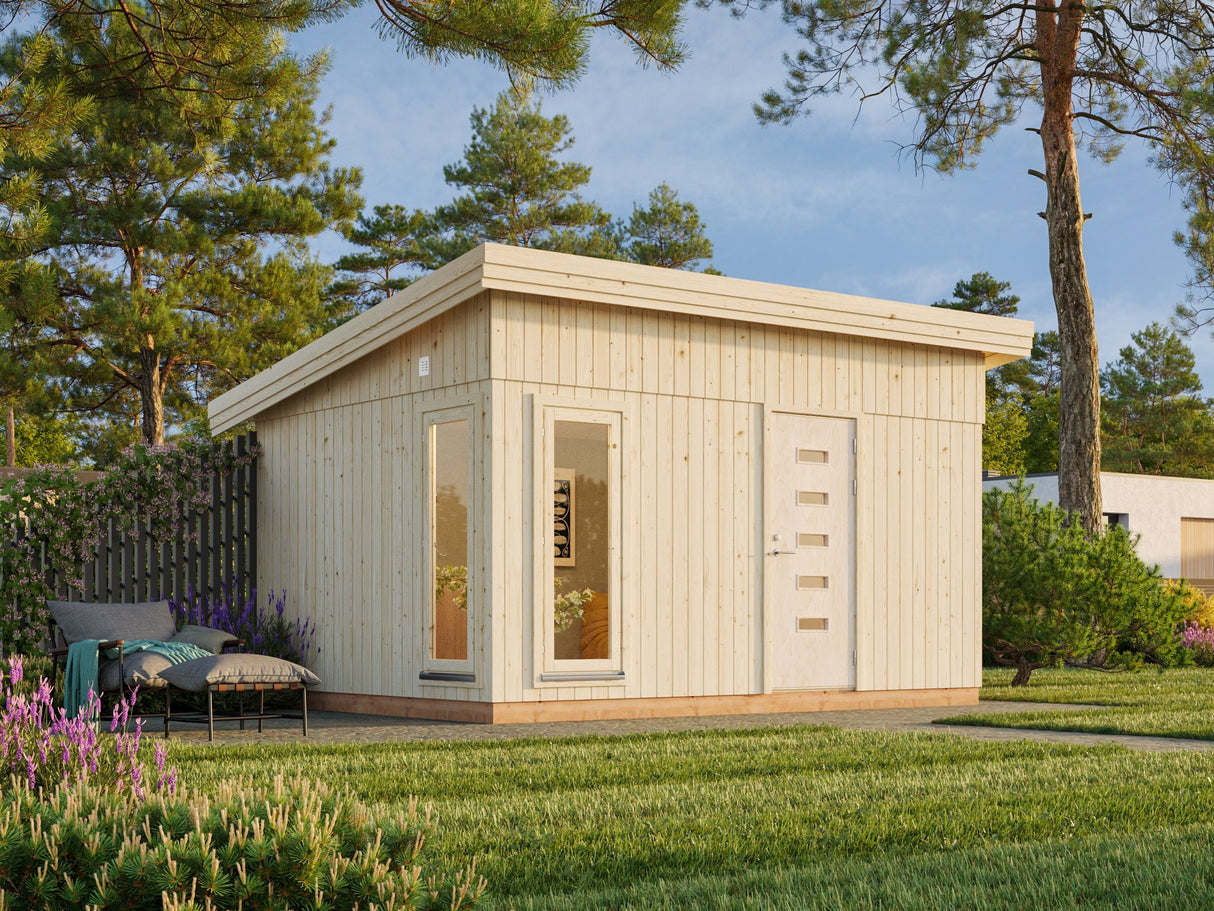 Etta 13.6m2 (4.52x3.3m | 18mm) Valmis seinaelementidest kaldkatusega aiamaja