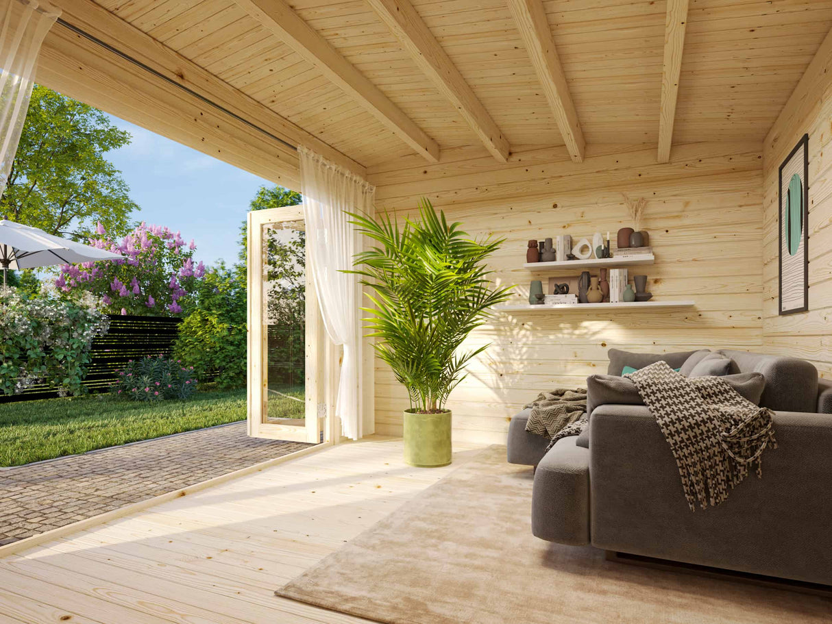 Ines 11.1m2 (3.9x3m | 44mm) Freespruss-aiamaja voldikustega