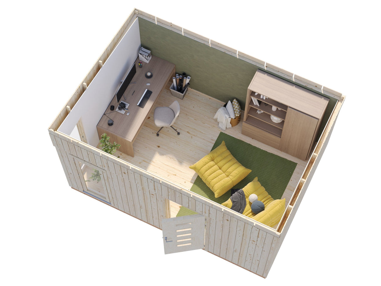 Etta 13.6m2 (4.52x3.3m | 18mm) Valmis seinaelementidest kaldkatusega aiamaja