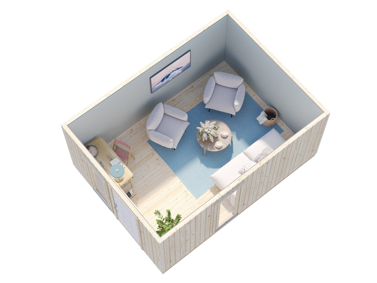 Ly 13.6m2 (3.3x4.52m | 18mm) Valmis seinaelementidest soojustusvalmidusega aiamaja
