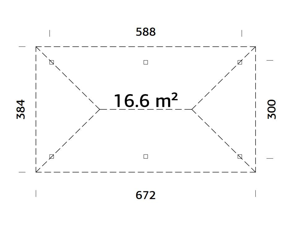 Bianca 16.6m2 (5.88x3m) Püramiidkatusega suur paviljon