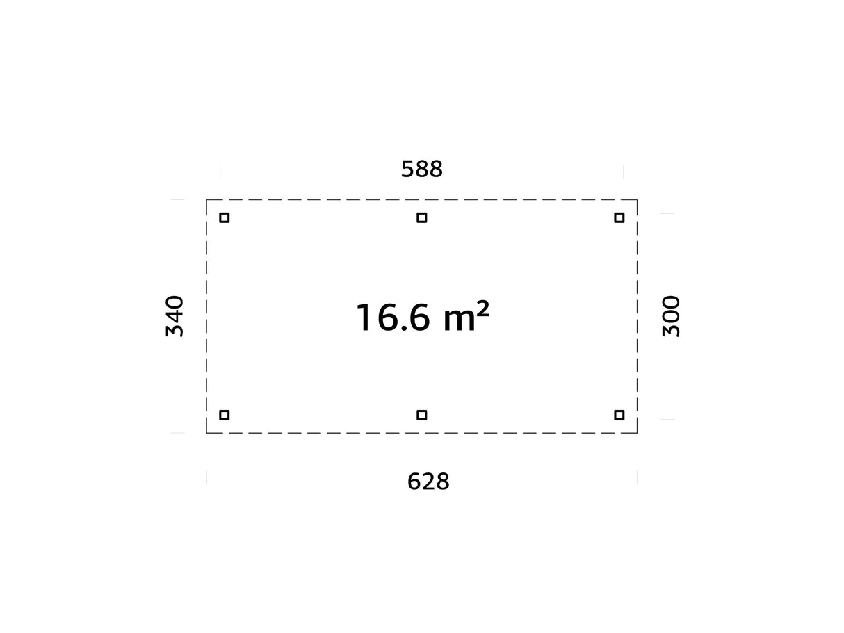 Lenna 16.6m2 (5.88x3m) Lamekatusega suur paviljon