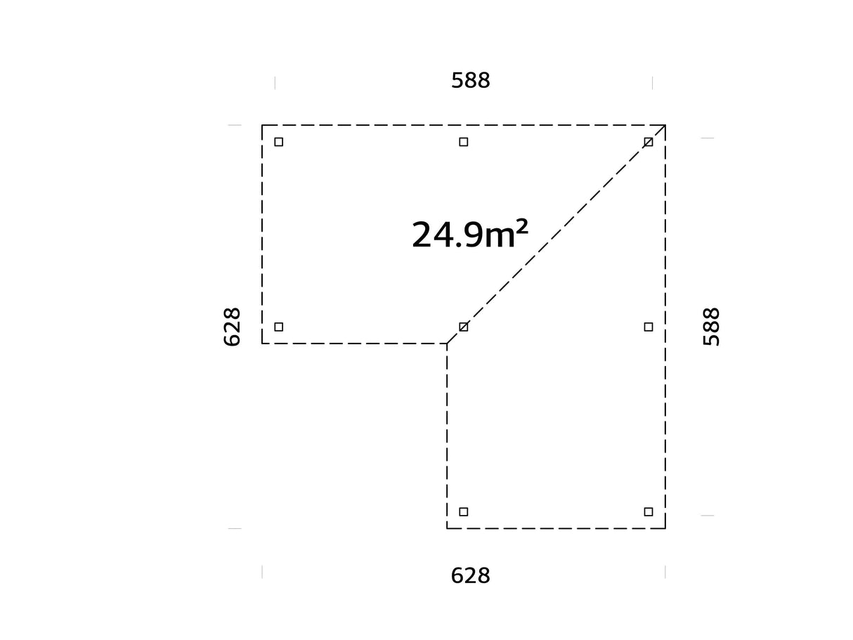 Lenna 24.9m2 (5.88x5.88m) L-kujuline lamekatusega paviljon