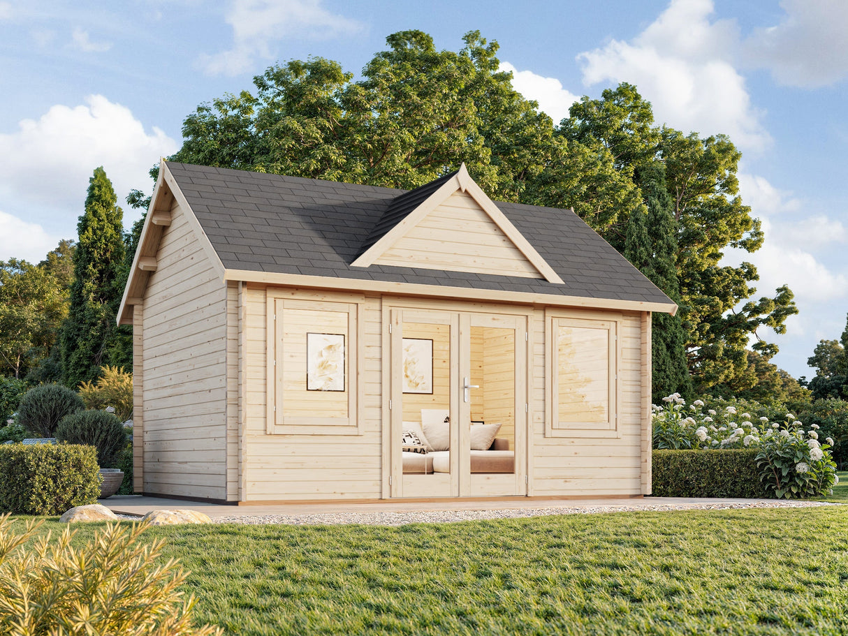 Claudia 14.2m2 (4.5x3.3m | 44mm) Kellakastiga freespruss-aiamaja