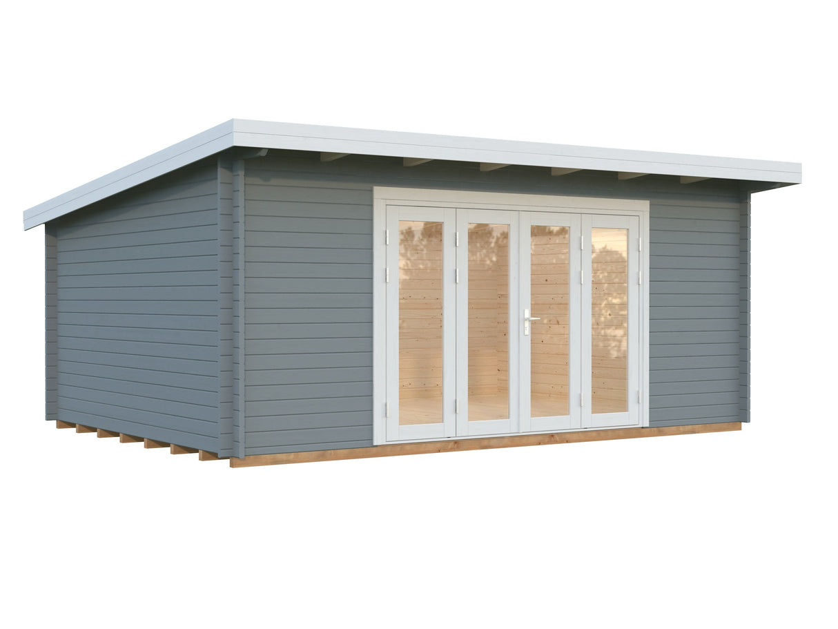 Lea 19.4m2 (5.5x4m | 44mm) Lamekatusega aiamaja volditavate ustega