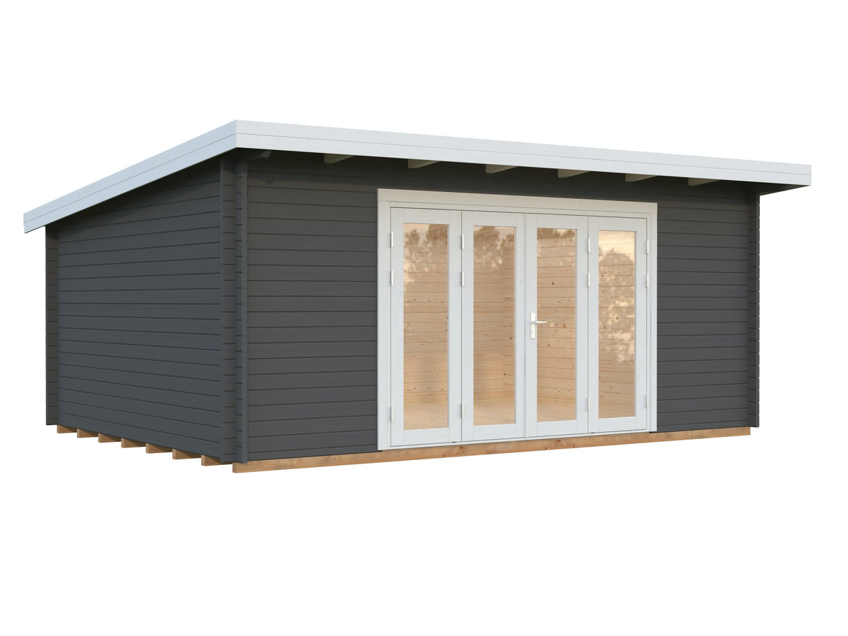 Lea 19.4m2 (5.5x4m | 44mm) Lamekatusega aiamaja volditavate ustega