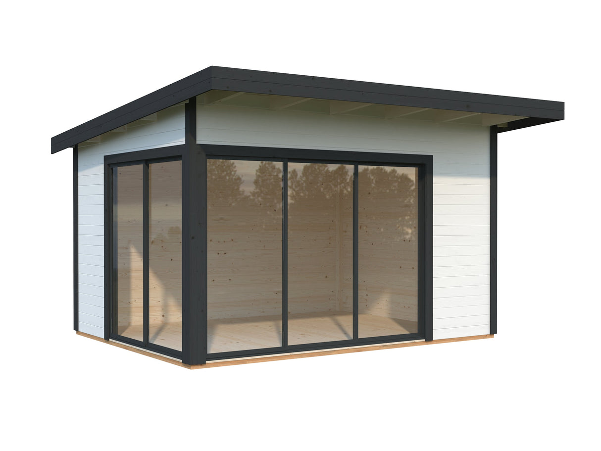 Andrea 11.2m2 (3.9x3m | 44mm) Lükanduste ja modernse nurgalahendusega aiamaja