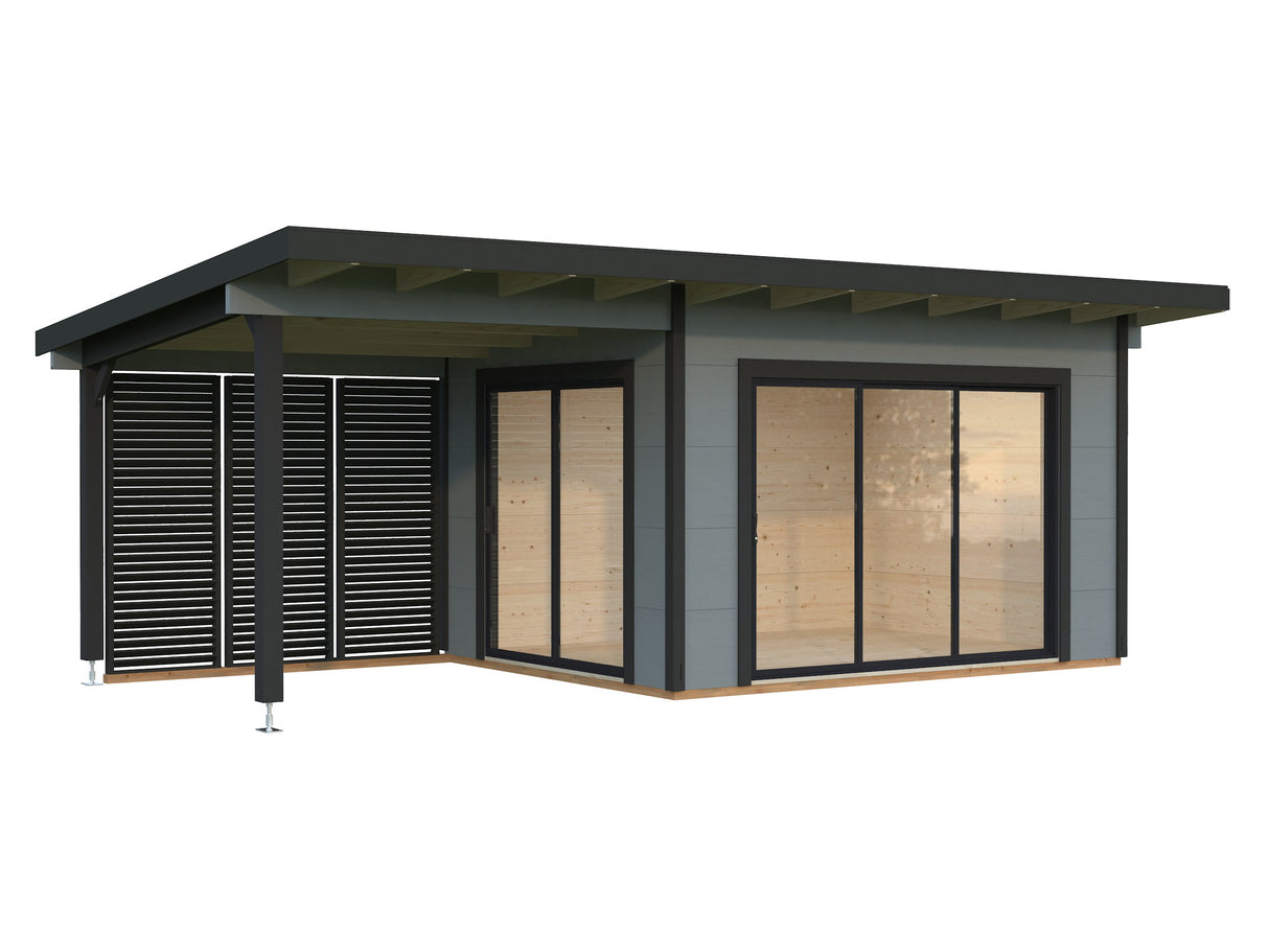 Grace 11.2+8.2m2 Slide Plus (4x3m | 56mm) Liimpuitelementidest aiamaja varikatuse ja topeltklaasiga lükandustega