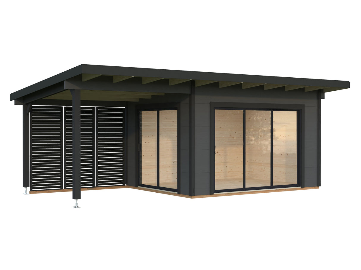 Grace 11.2+8.2m2 Slide Plus (4x3m | 56mm) Liimpuitelementidest aiamaja varikatuse ja topeltklaasiga lükandustega