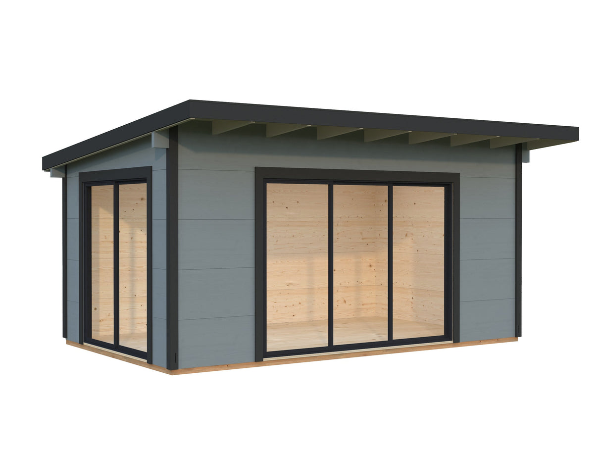 Grace 14.1m2 (5x3m | 56mm) Liimpuitelementidest aiamaja topeltklaasiga lükandustega