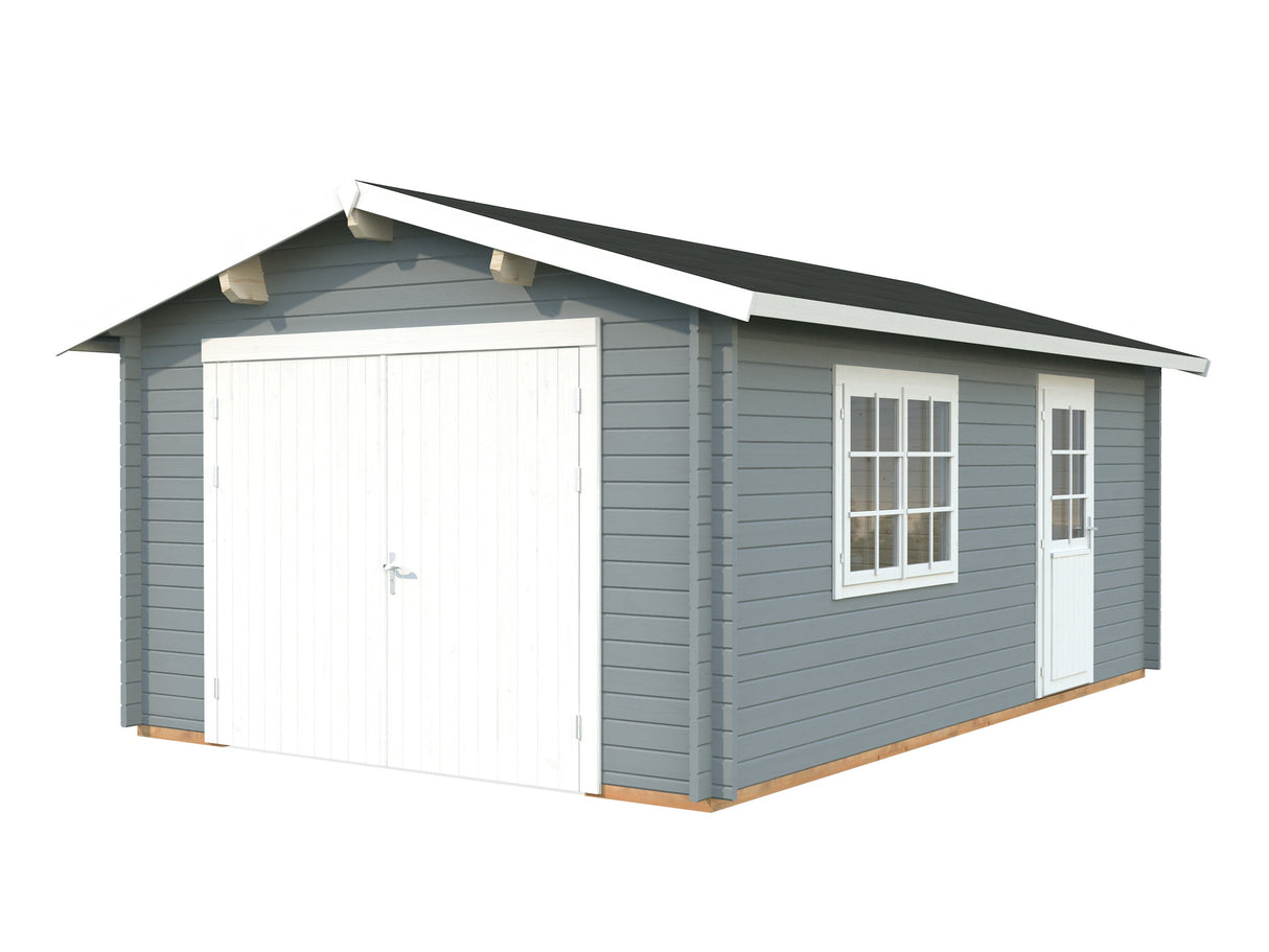 Roger 19m2 (3.8x5.7m | 44mm) Kompaktne freespruss-garaaž puidust ustega