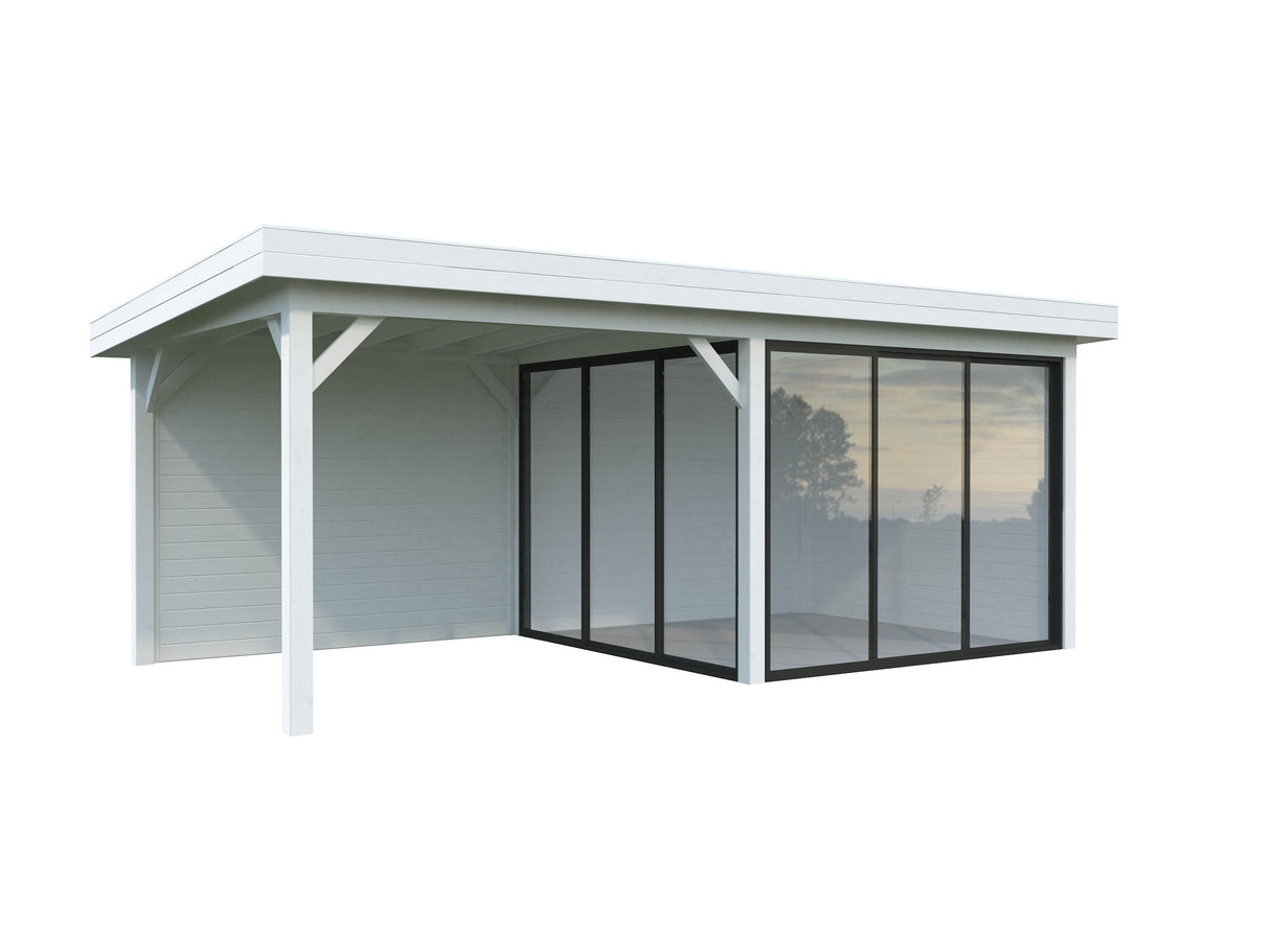 Lenna 16.6m2 Set 405/705 (5.88x3m) Kahe lükandukse ja varikatusega paviljon