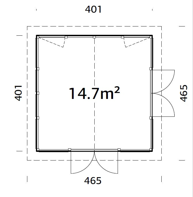 Isabella 14.7m2 (4.01x4.01m | 90mm) Klaasmaja alumiiniumakende ja -ustega