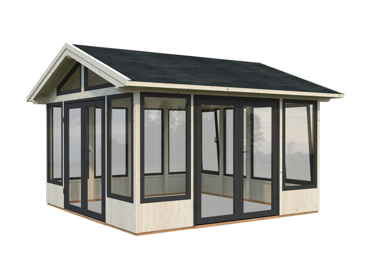 Isabella 14.7m2 (4.01x4.01m | 90mm) Klaasmaja alumiiniumakende ja -ustega