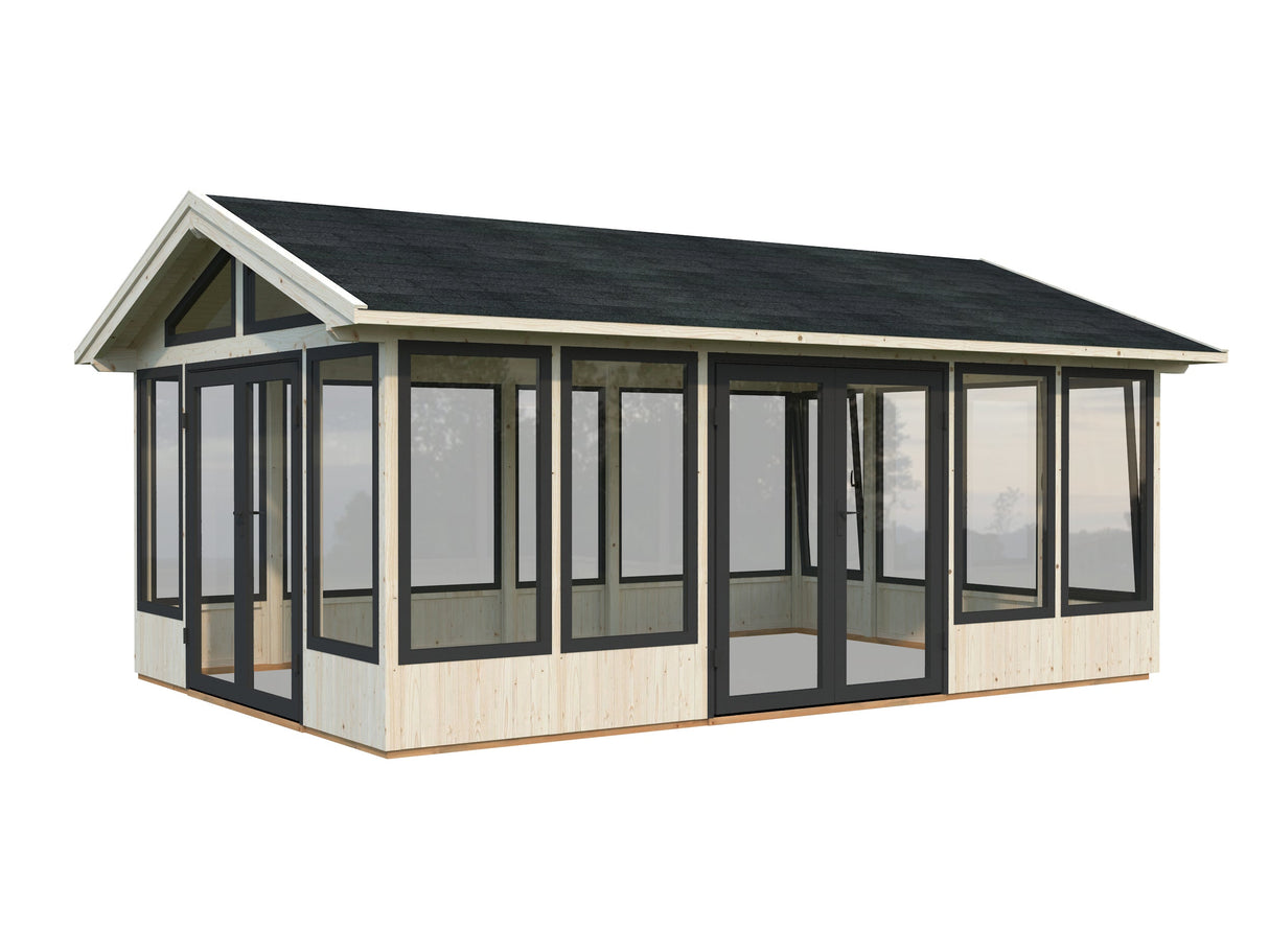 Isabella 22.2m2 (4.01x5.97m | 90mm) Klaasmaja alumiiniumakende ja -ustega