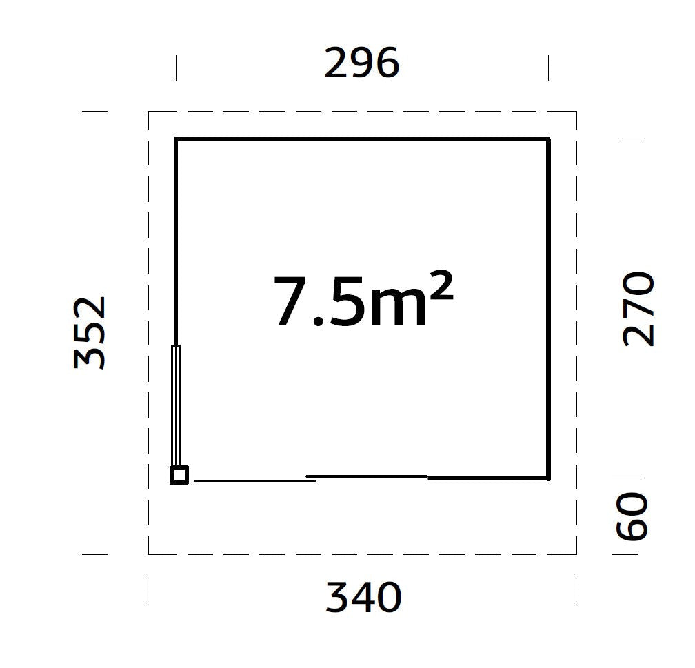 Andrea 7.5m2 Slide Plus (2.96x2.7m | 44mm) Väike modernne aiamajake
