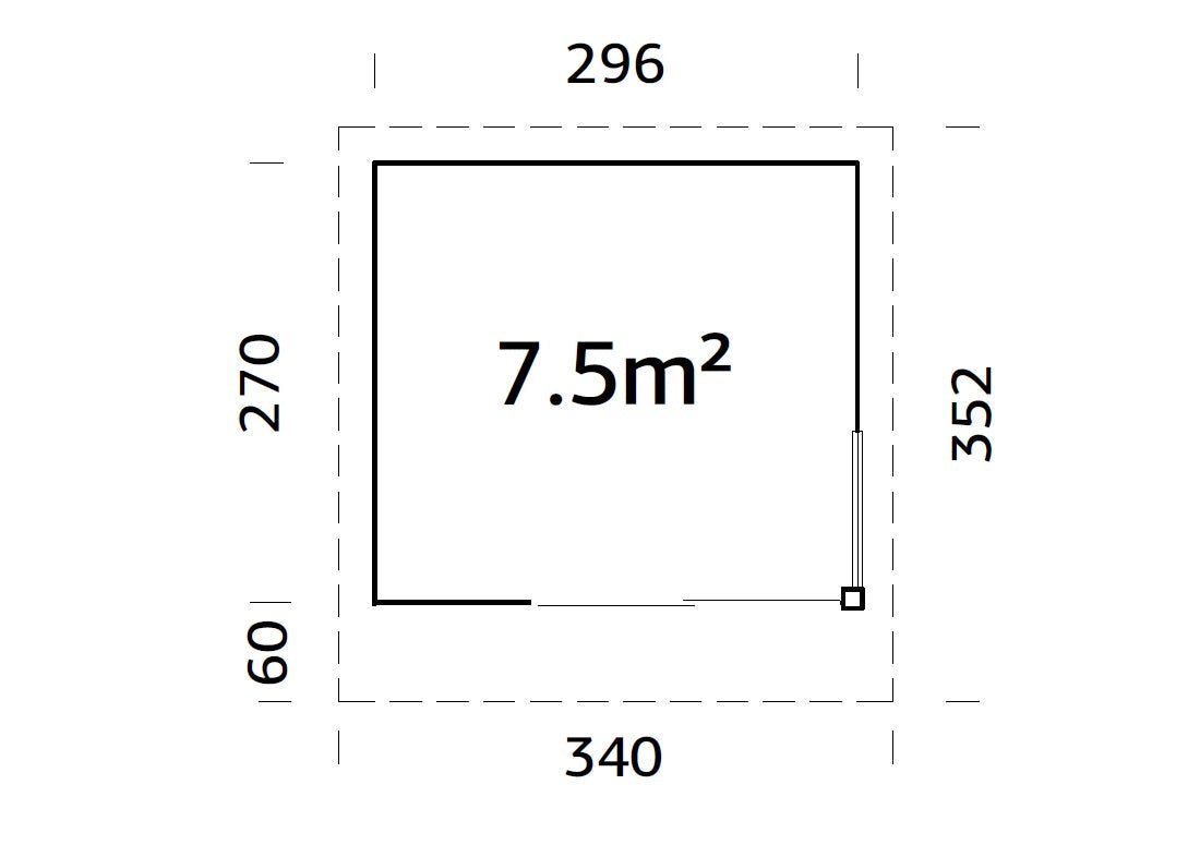 Andrea 7.5m2 Slide Plus (2.96x2.7m | 44mm) Väike modernne aiamajake