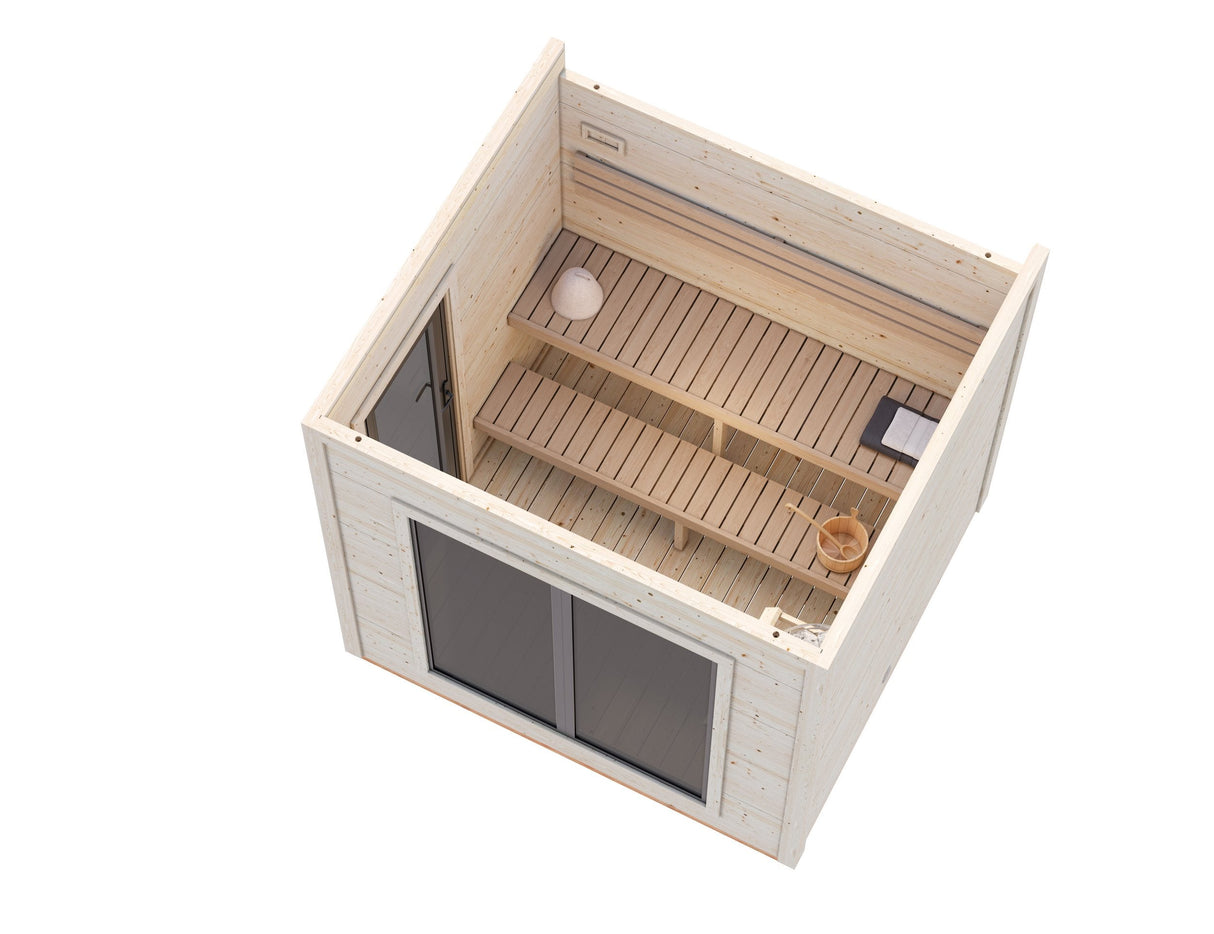Grace saun 5.3m2 (2.5x2.3m | 56mm) Liimpuitelementidest seinaga saun