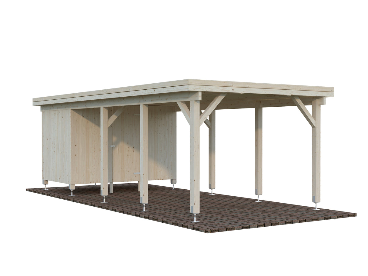 Karl 23.1m2 (3.15x7.32m) Kuuriga lamekatusega autovarjualune ühele autole