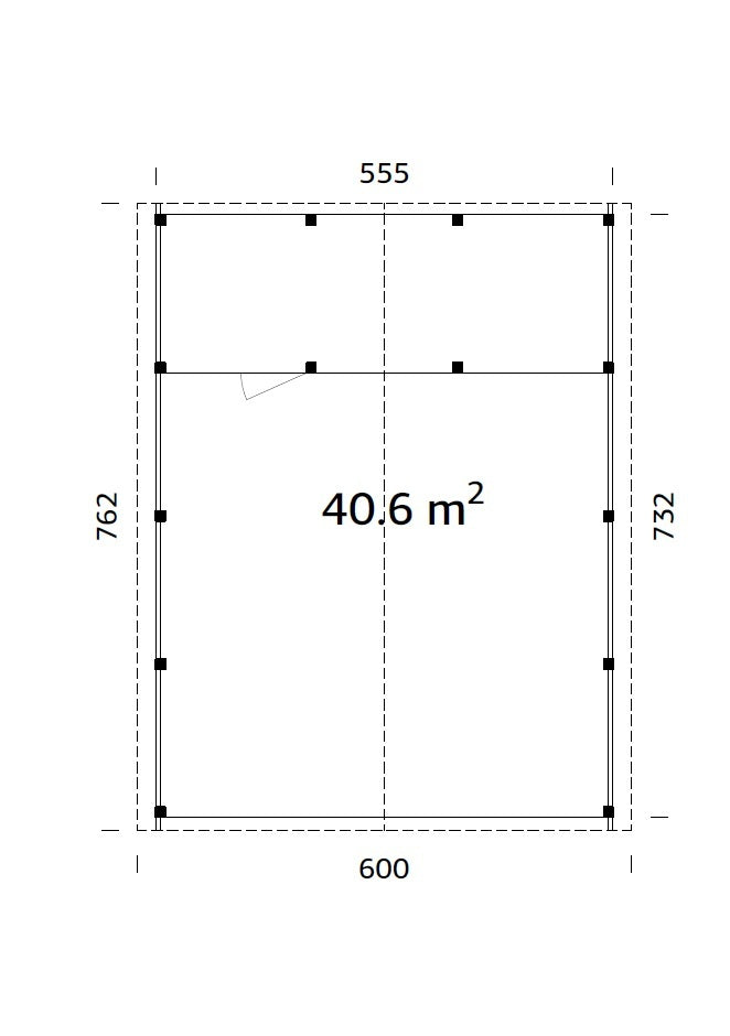 Robert 40.6m2 kuuriga (5.55x7.32m) Viilkatusega kahekohaline autovarjualune koos kuuriga