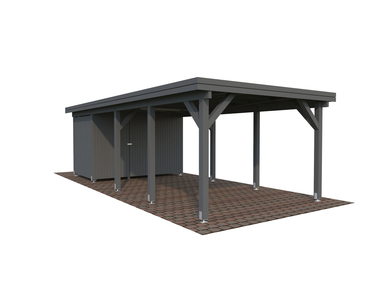 Karl 23.1m2 (3.15x7.32m) Kuuriga lamekatusega autovarjualune ühele autole