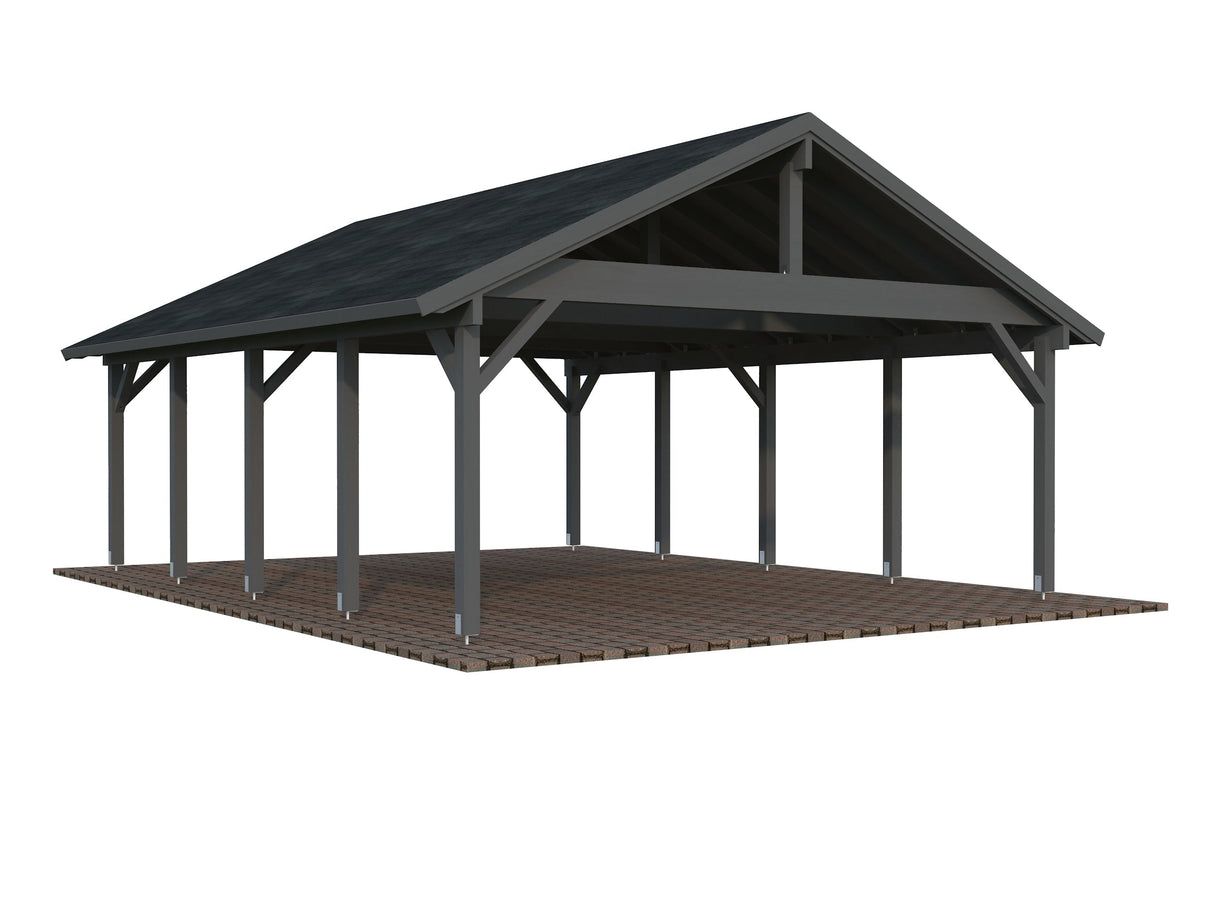 Robert 40.6m2 (5.55x7.32m) Viilkatusega kahekohaline autovarjualune