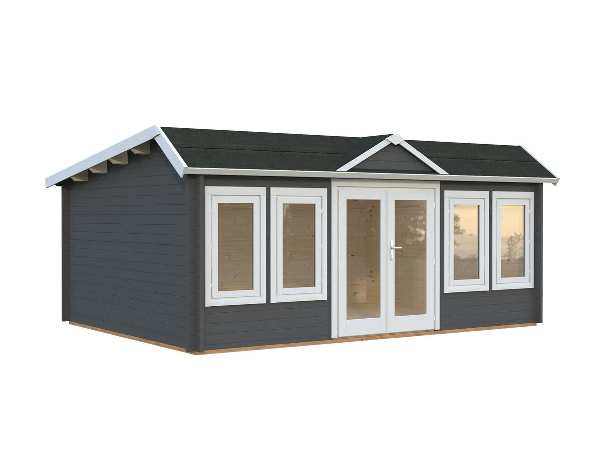 Claudia Pent 19.4m2 (5.3x3.8m | 44mm) Kellakastiga suur freespruss-aiamaja alla 2.5 m