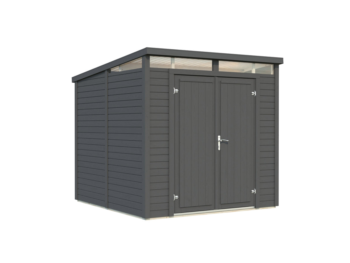 Elias 4,9 m² (2,2x2,3 m | 16 mm) Kompaktne puidust laokuur ülemiste akendega