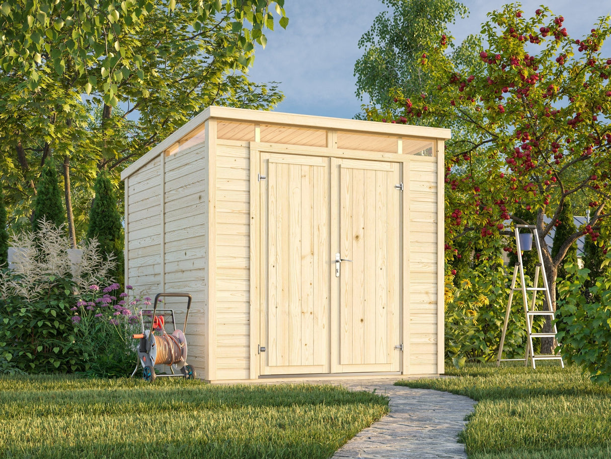 Elias 4,9 m² (2,2x2,3 m | 16 mm) Kompaktne puidust laokuur ülemiste akendega