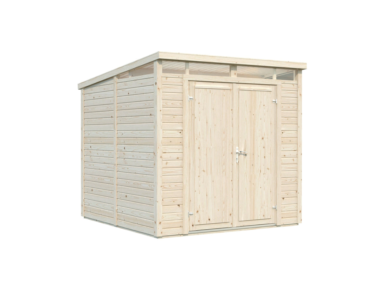 Elias 4,9 m² (2,2x2,3 m | 16 mm) Kompaktne puidust laokuur ülemiste akendega