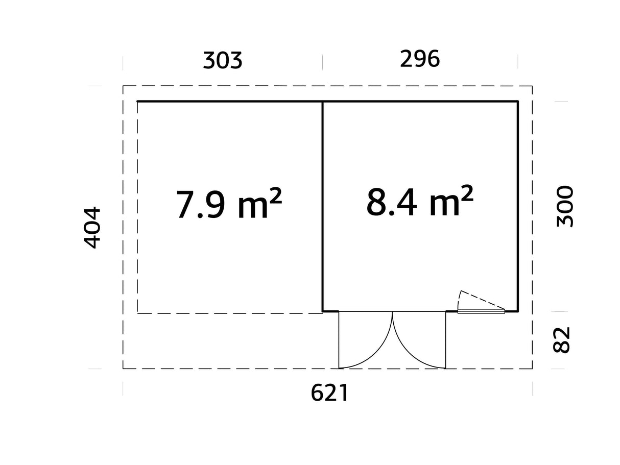Aurelia 8,4 + 7,9 m² (6x3 m | 44 mm) Modernne aiamaja katusealusega