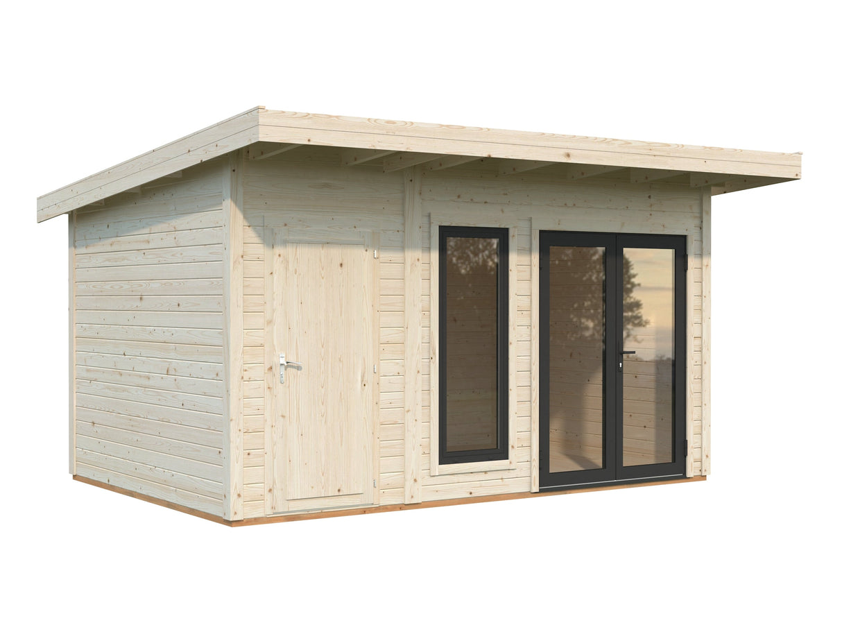 Aurelia 12,4 m² (4,4x3 m | 44 mm) Kompaktne aiamaja kuuriga