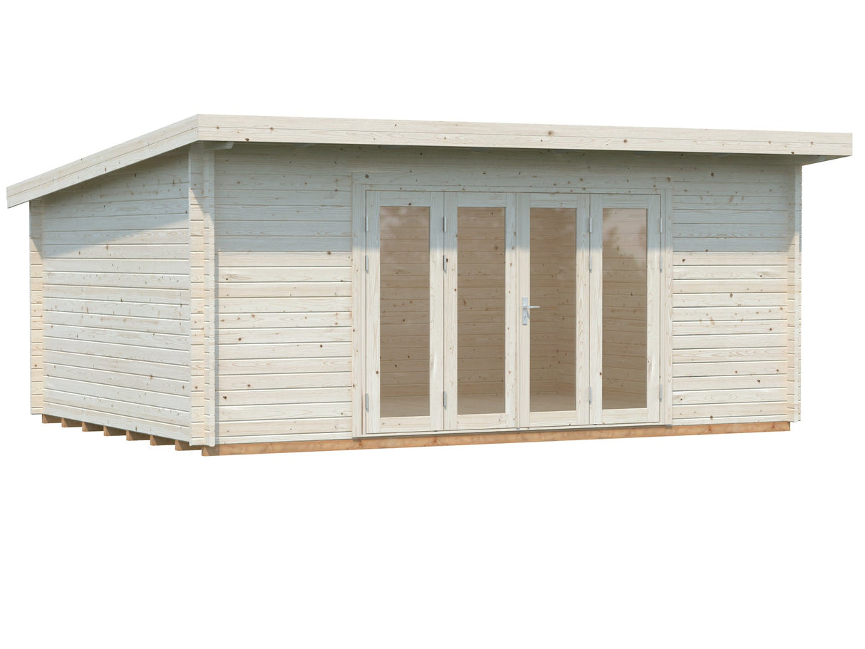 Lea 19.4m2 (5.5x4m | 44mm) Lamekatusega aiamaja volditavate ustega