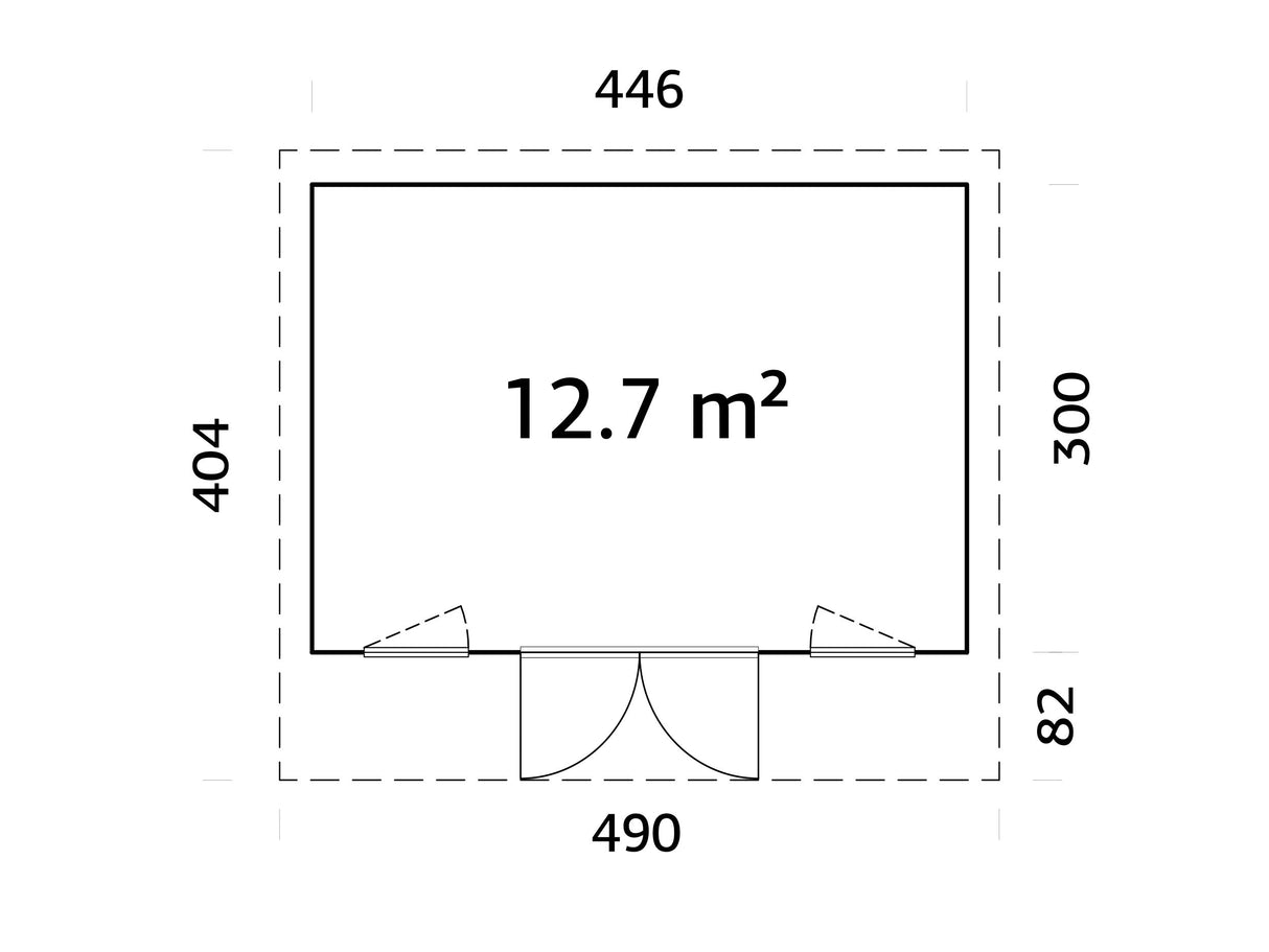 Aurelia 12,7 m² (4,5x3 m | 44 mm) Aiakontor alumiiniumuste ja -akendega