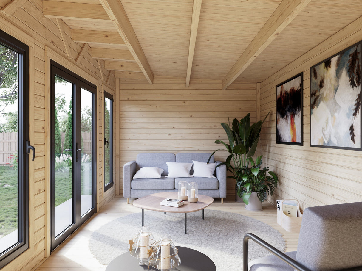 Aurelia 15,2 m² (5,3x3 m | 44 mm) Modernne aiakontor alumiiniumuste ja -akendega