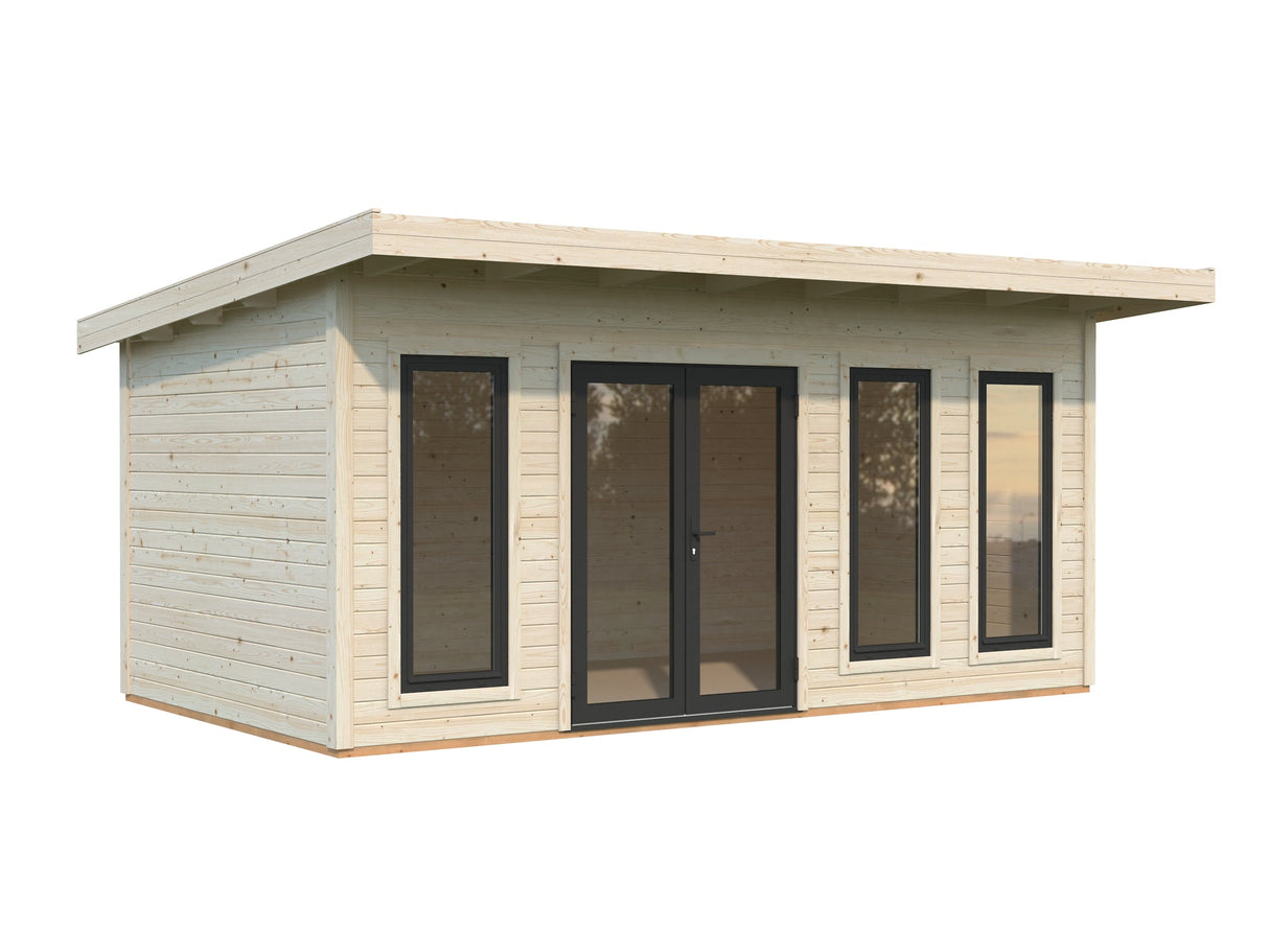 Aurelia 15,2 m² (5,3x3 m | 44 mm) Modernne aiakontor alumiiniumuste ja -akendega