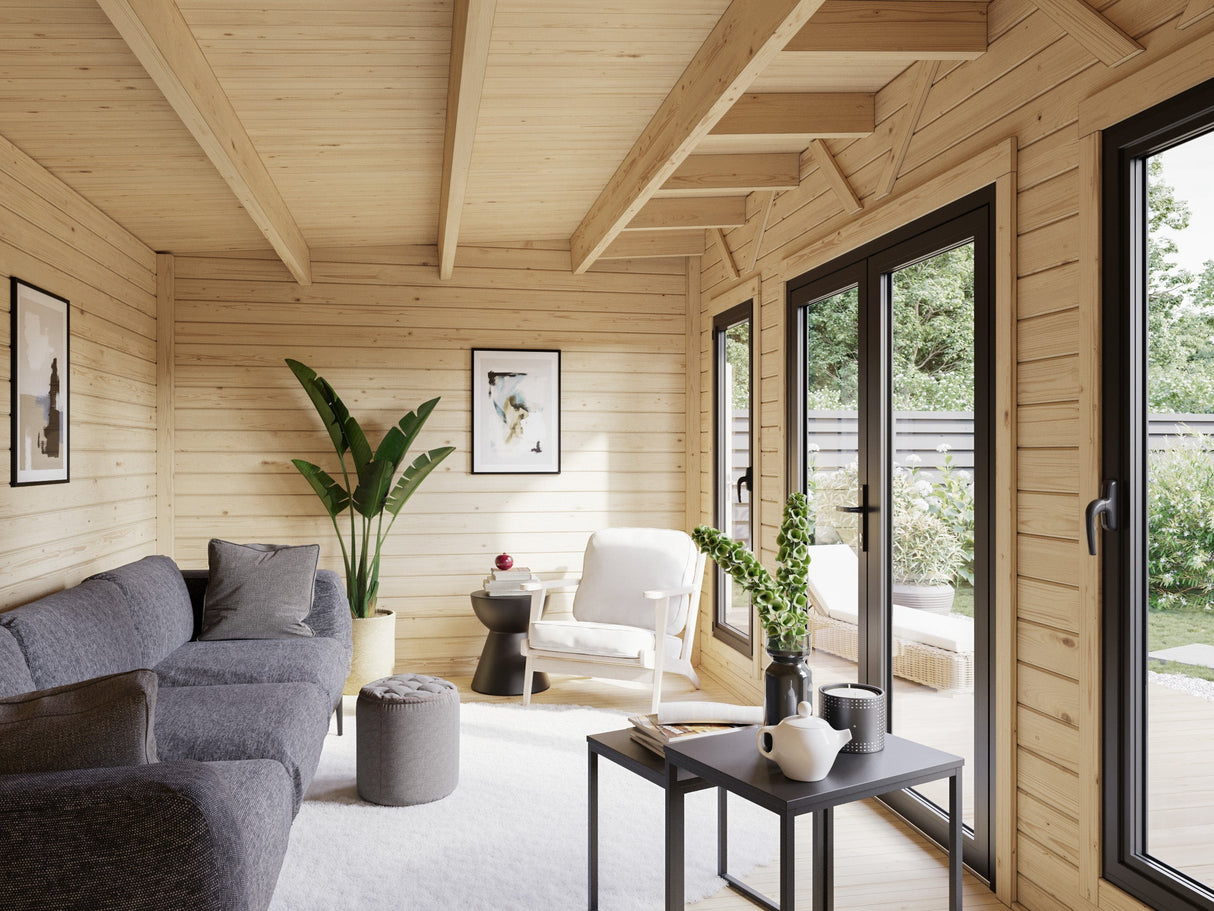Aurelia 16,7 m² (5,9x3 m | 44 mm) Modernne aiamaja tööriistakuuriga