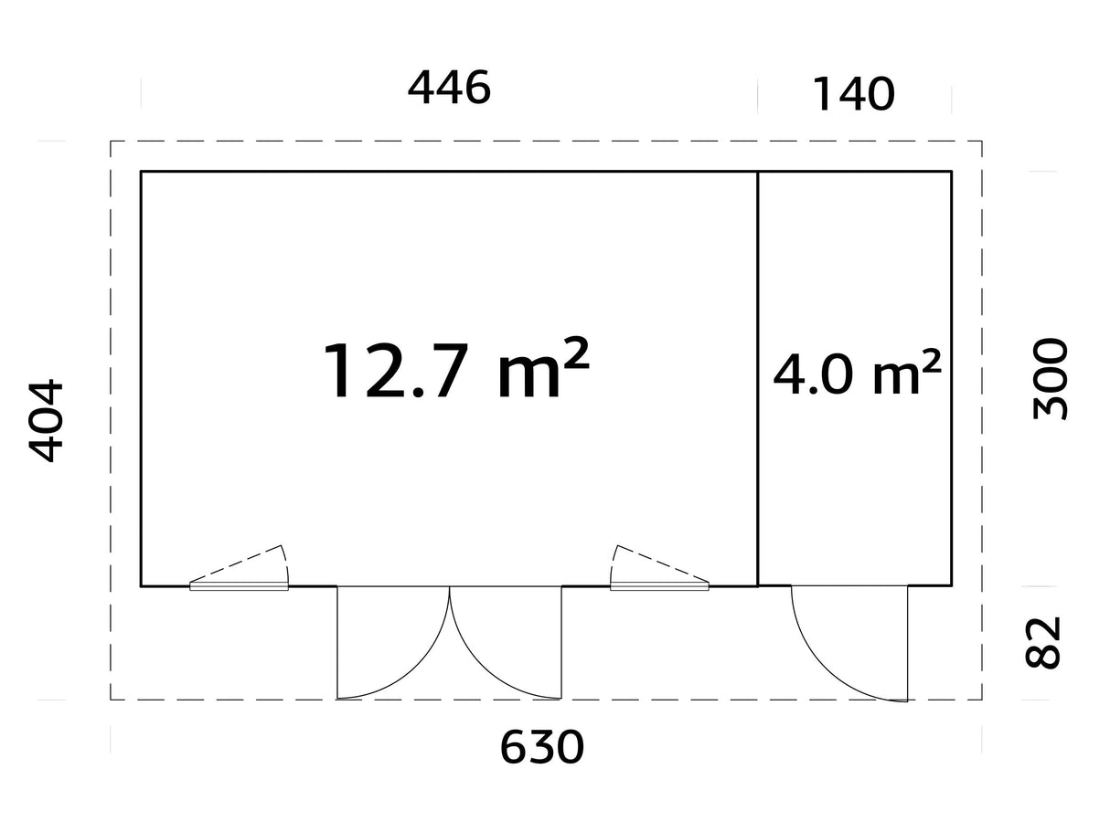 Aurelia 16,7 m² (5,9x3 m | 44 mm) Modernne aiamaja tööriistakuuriga