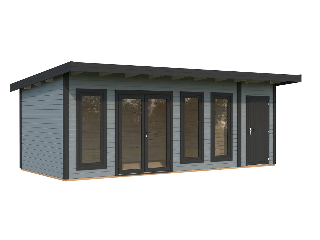 Aurelia 19,2 m² (6,7x3 m | 44 mm) Ühepoolse katusega aiamaja kuuriga