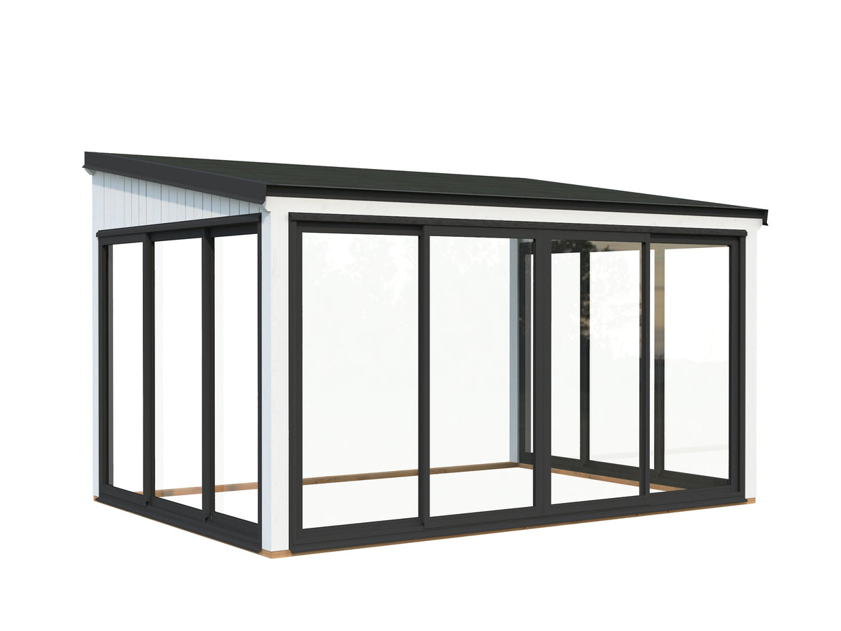 Lumi 11,6 m² (4,2x3 m | 120x120 mm) Seinale kinnituv klaaspaviljon aia laienduseks