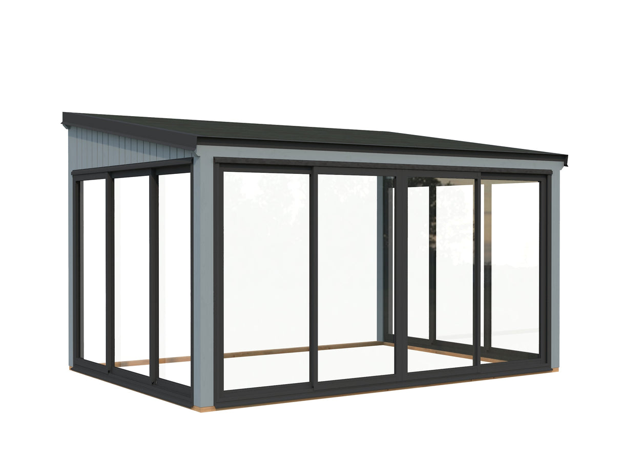 Lumi 11,6 m² (4,2x3 m | 120x120 mm) Seinale kinnituv klaaspaviljon aia laienduseks